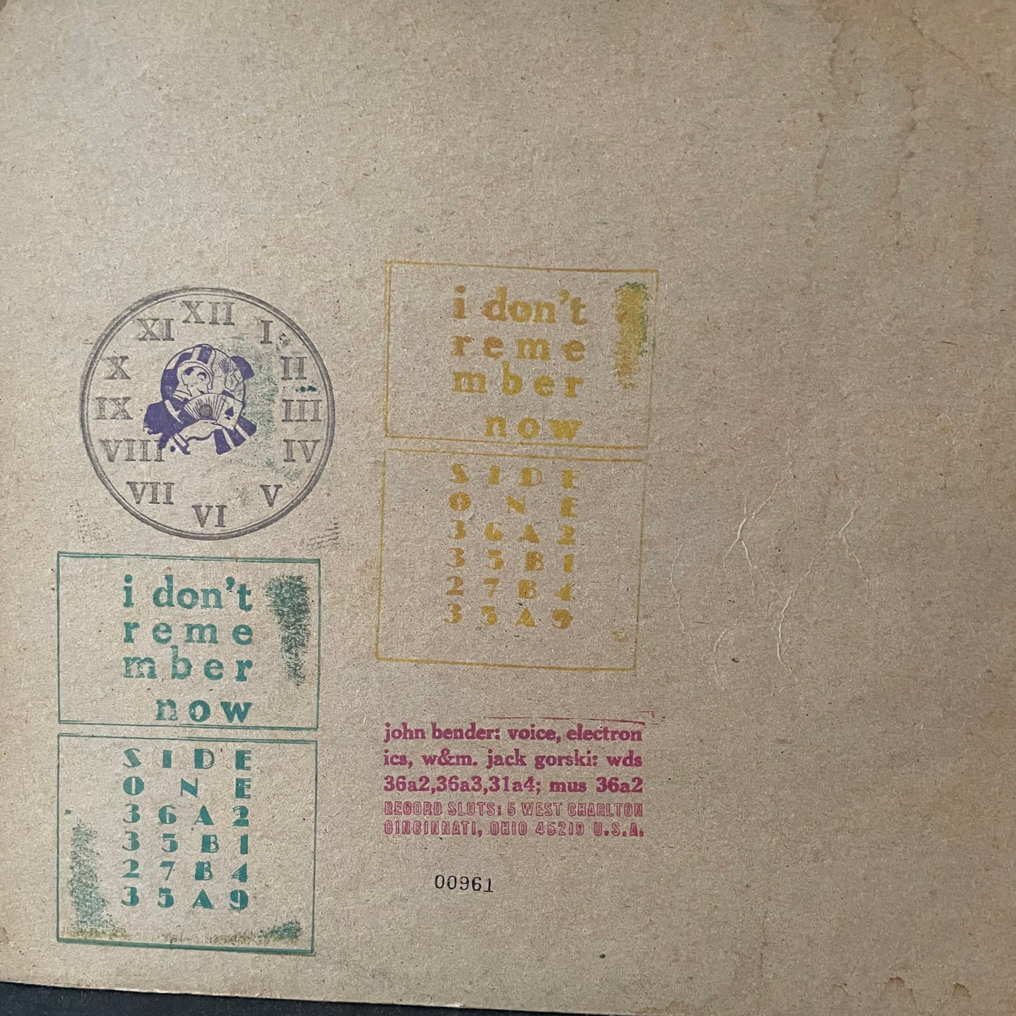 John Bender – I Don't Remember Now / I Don't Want To Talk About It