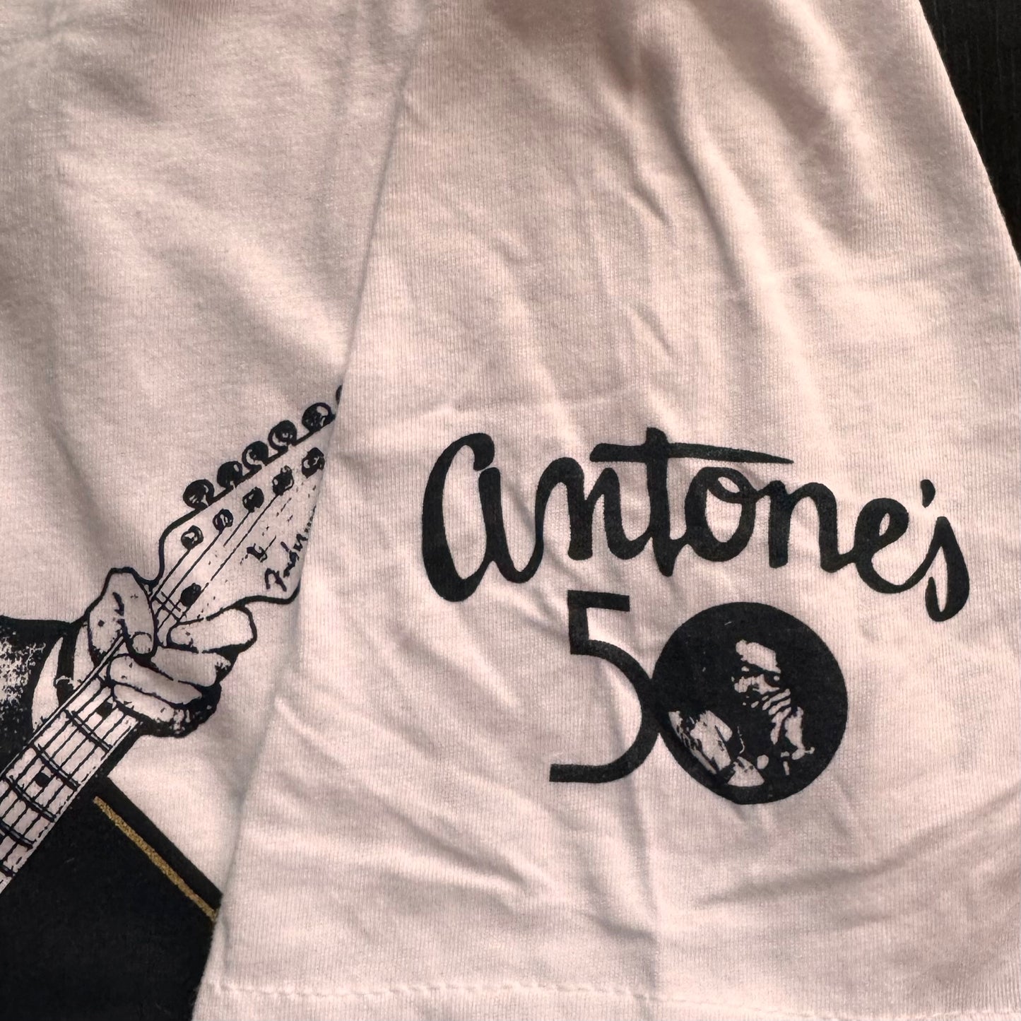 Jimmie Vaughan White and Gold Antone’s 50th Shirt