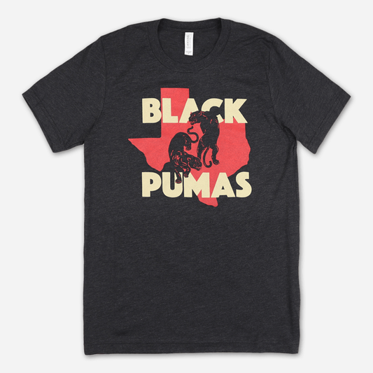 Black Pumas "Double Puma Texas" Charcoal T Shirt